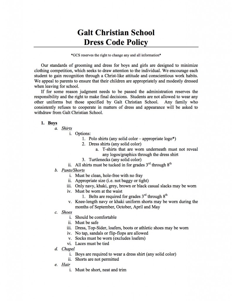 Updated Dress Code Policy Page 1